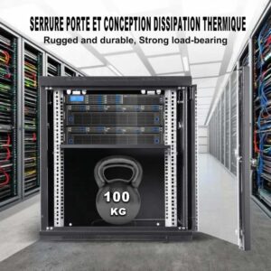 Armoire Murale Compacte 6U pour Rack Serveur et Équipement Réseau – 5mm Porte Verre Trempé, Capacité 100kg, Certific…