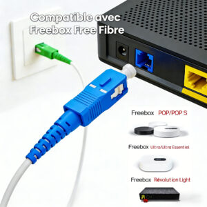 Câble à Fibre Optique SC/APC à SC/UPC OS2 Simplex Blanche (Freebox)(Ref:345)