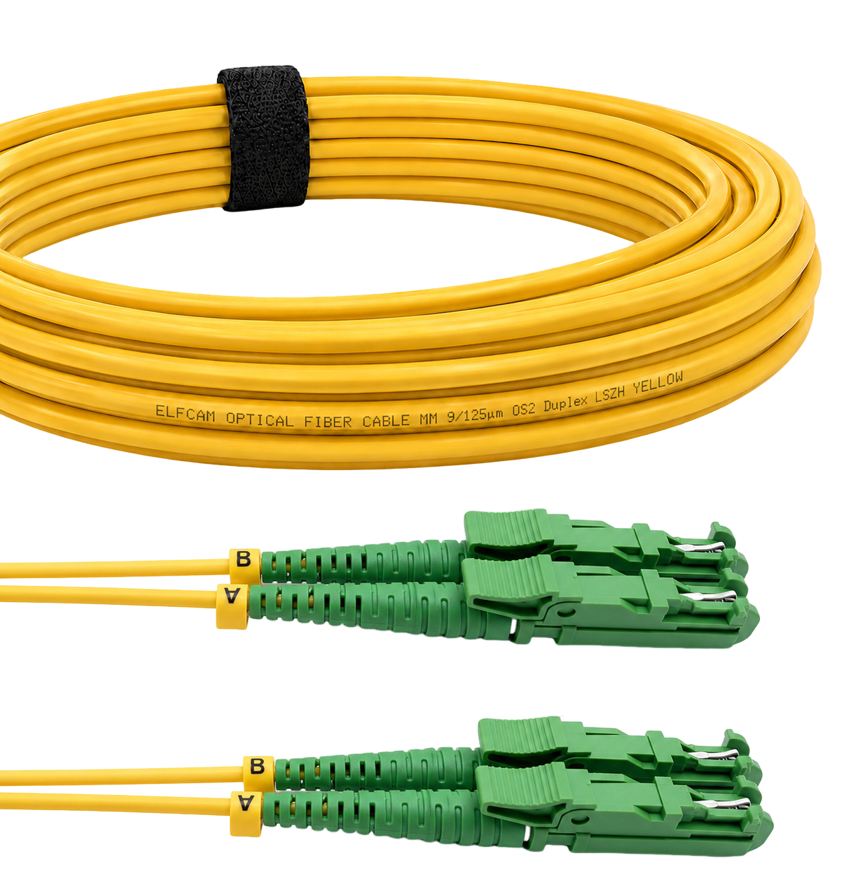 Elfcam® – Fiber Optic Cable E2000/APC to E2000/APC Single Mode Duplex 9/125μm Optical Patch Cord LSZH (Ref:21258)