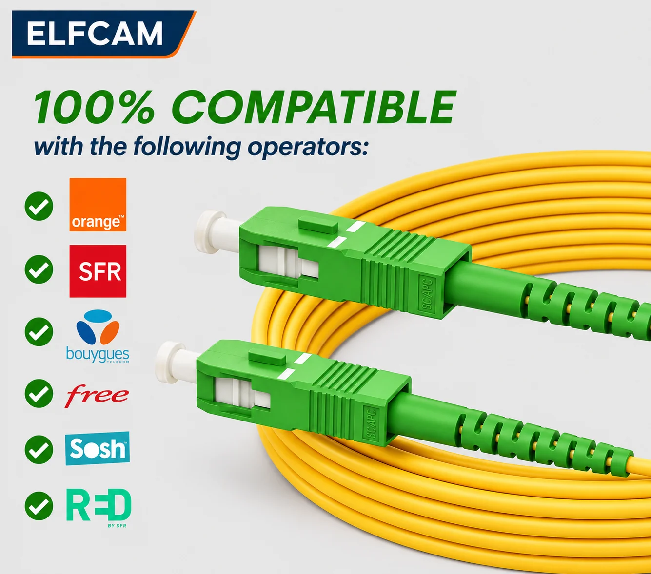 Câble à Fibre Optique SC/APC à SC/APC OS2 Simplex Jaune (Ref:11) – Image 3