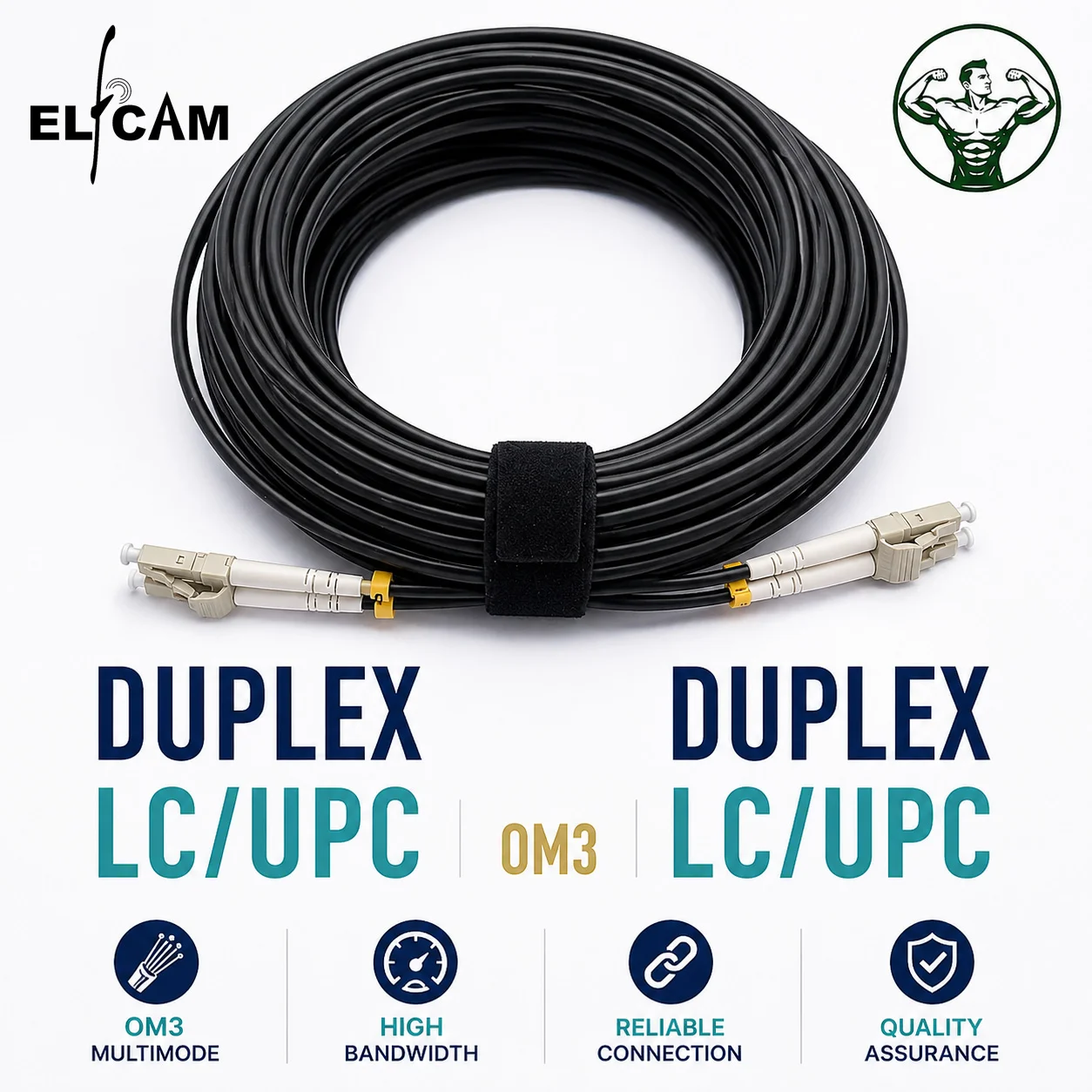 Armored Steel Fiber Optic Cable for Outdoor and Indoor LC/UPC to LC/UPC Multimode Duplex OM3 Black (Ref:4511) - Image 6