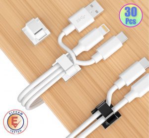 Elfcam® – Clips de Câble Adhésif pour Gestion de Câble Réseau Ethernet, Attache Fil et le Cordon dans la Maison ou l…