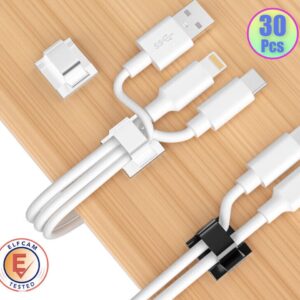 Elfcam® – Clips de Câble Adhésif pour Gestion de Câble Réseau Ethernet, Attache Fil et le Cordon dans la Maison ou l…