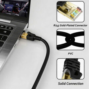 Elfcam® – Câble Ethernet Cat 8 Slim, Câble Réseau LAN WAN, Cat 8 SFTP 32AWG, 2000Mhz 40Gbps avec Connecteurs RJ45 Ha…