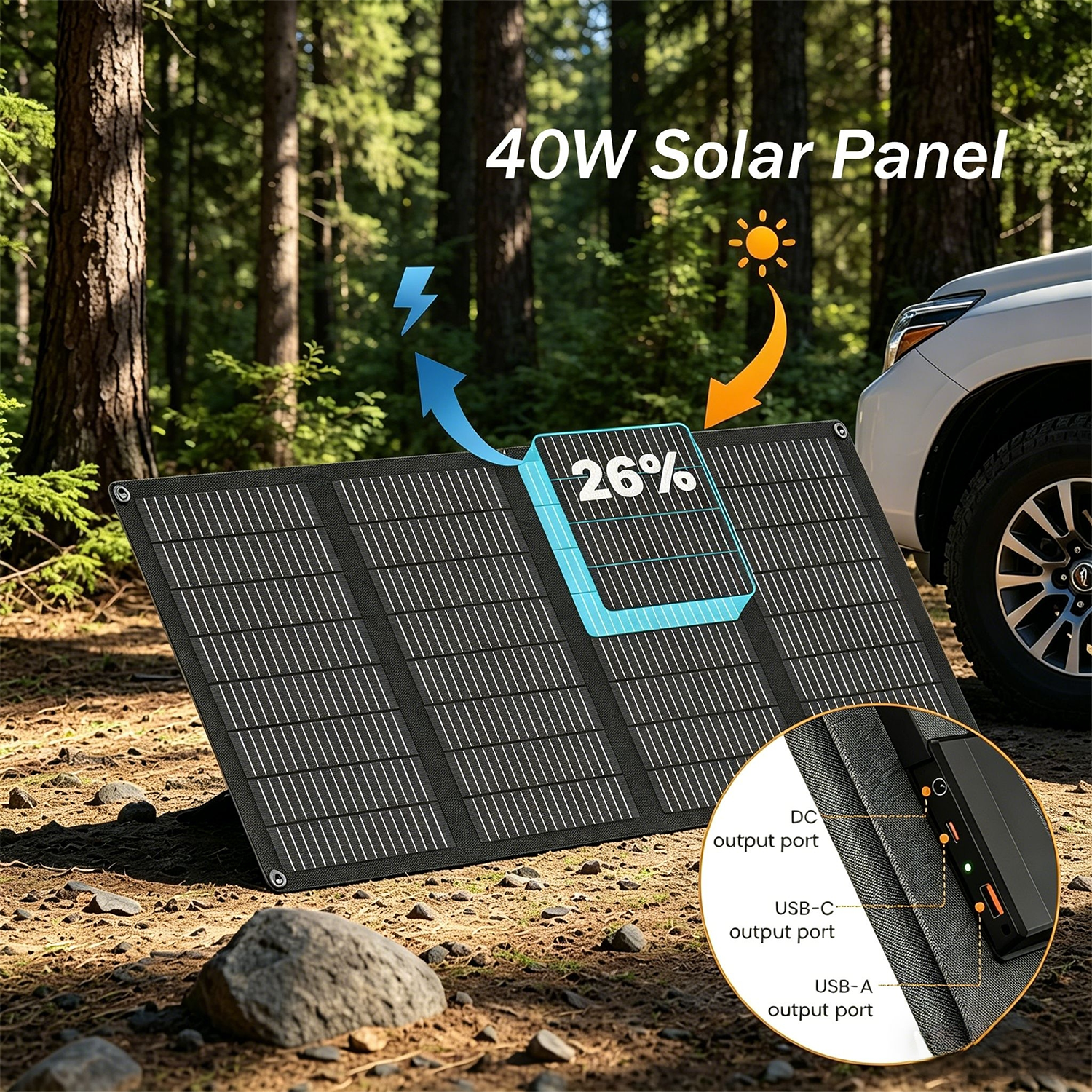 Elfcam - Kit Batterie Portable Compatible Starlink Mini 166,5Wh 45000mAh avec Panneau Solaire Pliable 40W, Sortie DC 30V, USB-C PD 65W, Alimentation Nomade pour Camping, Van, Randonnée et Urgence – Image 6