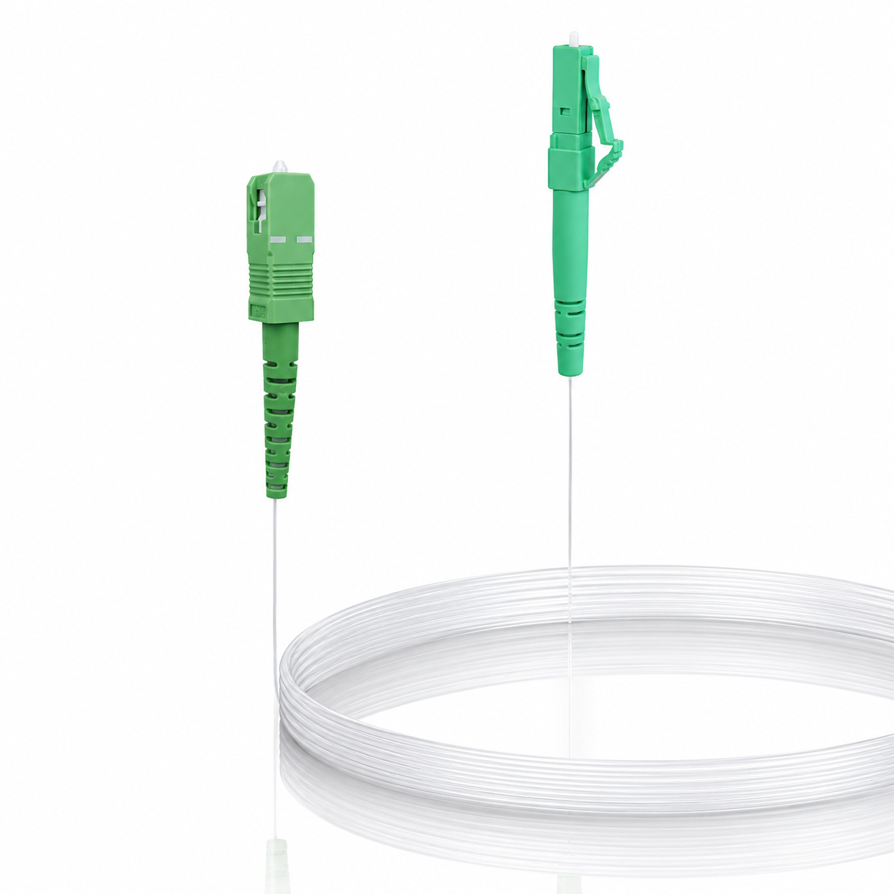 Elfcam® – SC/APC naar LC/APC onzichtbare/transparante optische vezelkabel, 125 µm OS2 single-mode optische vezel, transparante nylon mantel, onzichtbaar en eenvoudig te installeren (Ref: 19731)