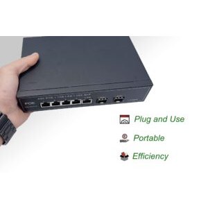 PoE Commutateur Switch Fibre Optique avec 2 Ports SFP 1,25Go, 4 Ports PoE Gigabit Ethernet 10/100/1000Mbps, Plug & Pla…