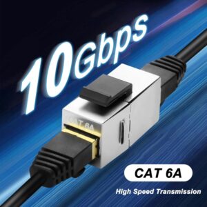 Lot de 10 Coupleurs RJ45 Cat 6A Blindés – Connecteur Femelle-Femelle 10 Gbps 8P8C Connecteur modulaire droit pour câ…