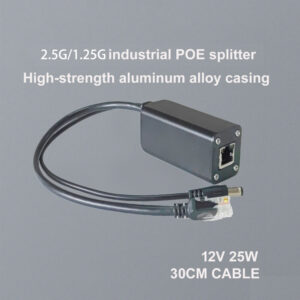 Splitteur POE 2,5G/1,25G de qualité industrielle Sortie 12V CC 25 W, Boîtier en alliage d'aluminium haute résistance