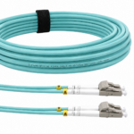 Cabo de fibra ótica LC/UPC para LC/UPC, OM3 multimodo duplex, cabo de ligação de fibra ótica 50/125 µm LSZH, cor branca/azul (Ref.: 400)