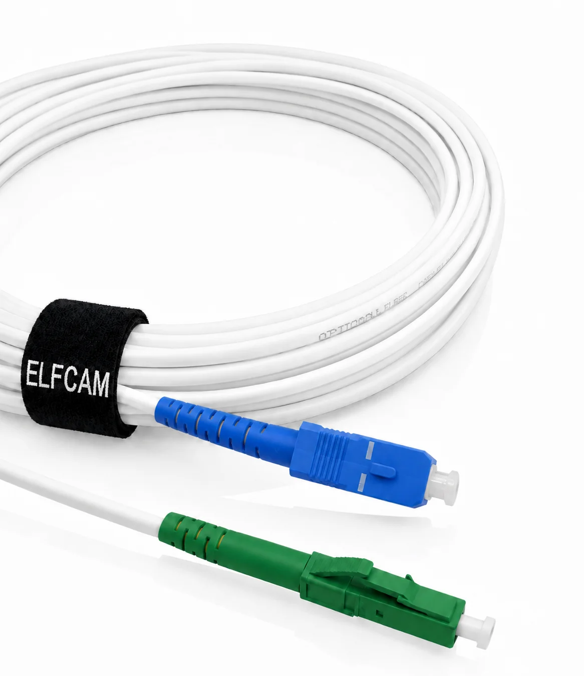 Elfcam® - Câble à Fibre Optique LC/APC à SC/UPC Monomode Simplex 9/125μm LSZH, Blanc (REF: 18705)