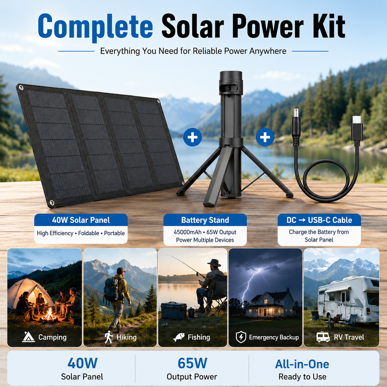 Elfcam - Kit Batterie Portable Compatible Starlink Mini 166,5Wh 45000mAh avec Panneau Solaire Pliable 40W, Sortie DC 30V, USB-C PD 65W, Alimentation Nomade pour Camping, Van, Randonnée et Urgence – Image 7