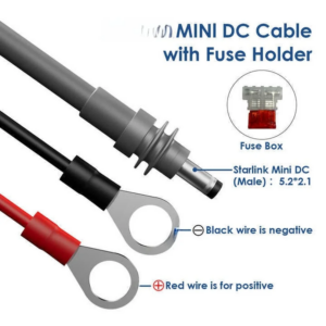 Câble extension Starlink Mini O Ring vers connecteurs DC, Rouge/noir bague O 16AWG  + câble alimentation directe batterie …