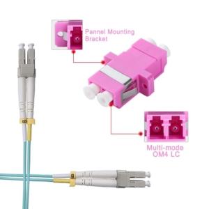 Elfcam – 12pcs Adaptateur à Fibre Optique Câble OM4 Multimode Duplex LC/UPC Female à LC/UPC Female, Lot de 12