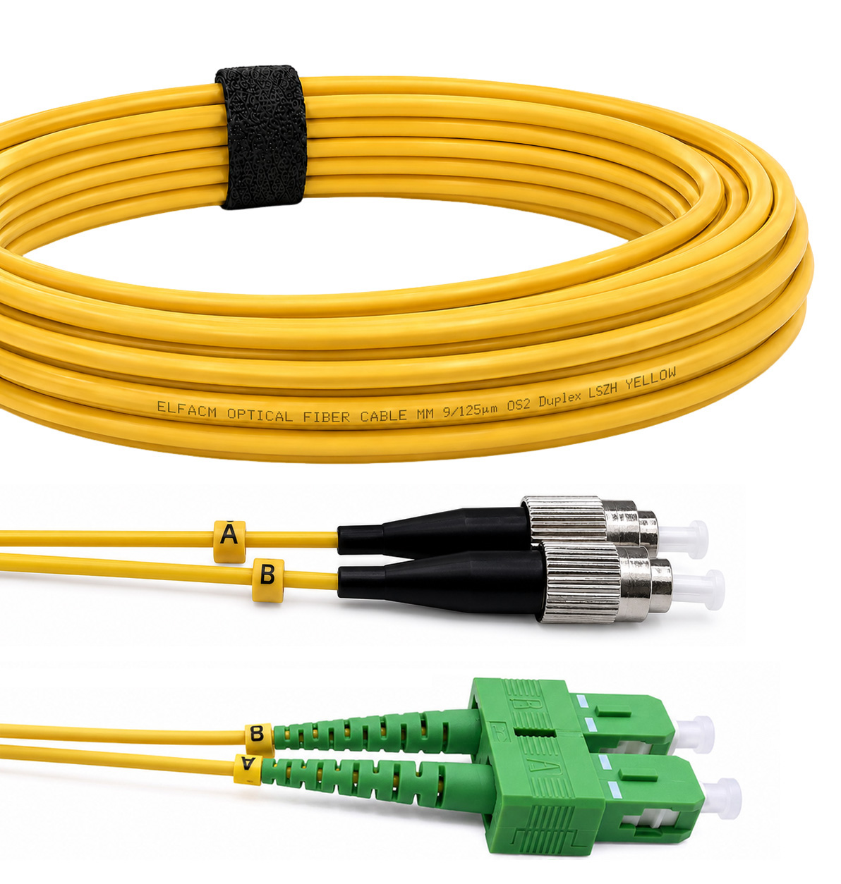 FC/PC to SC/APC OS2 Duplex Fiber Optic Cable (Ref:3015)