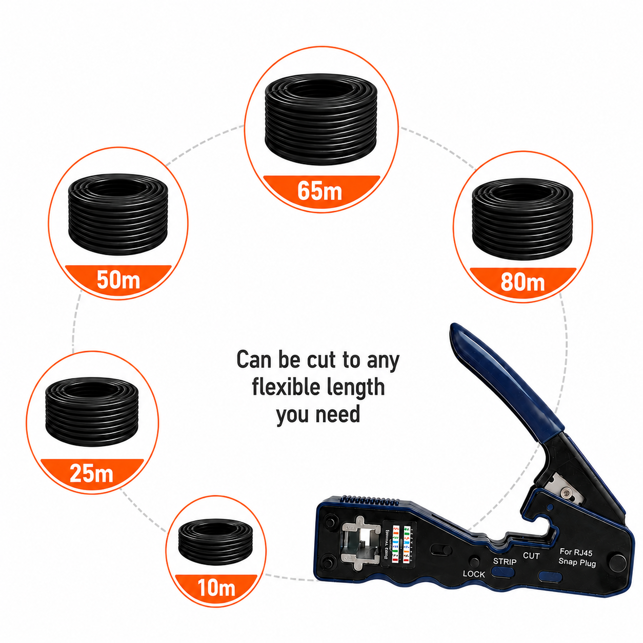 Cabo Ethernet Cat 6A de 305 m sem conector RJ45, U/FTP, 4 pares, 26 AWG, 100 % cobre nu, 10 Gbps, 500 MHz, LSZH, Ø 5,5 mm, Cabo de rede blindado para armários de distribuição, servidores, switches e instalações LAN (Ref.: 27711) – Imagem 7