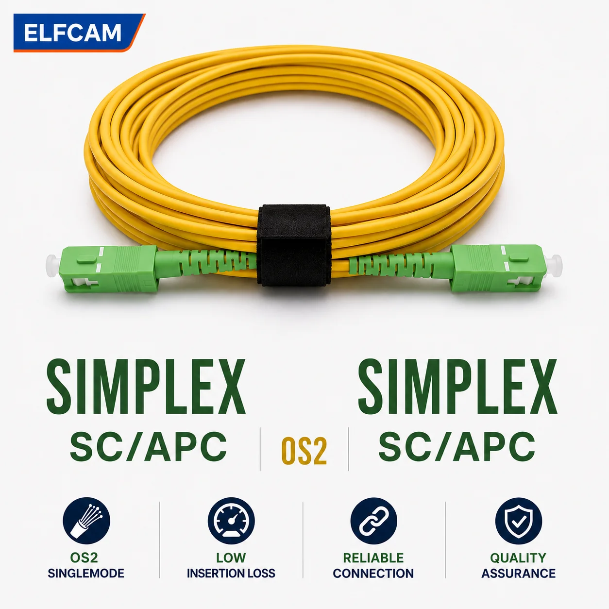 Câble à Fibre Optique SC/APC à SC/APC OS2 Simplex Jaune (Ref:11) – Image 7