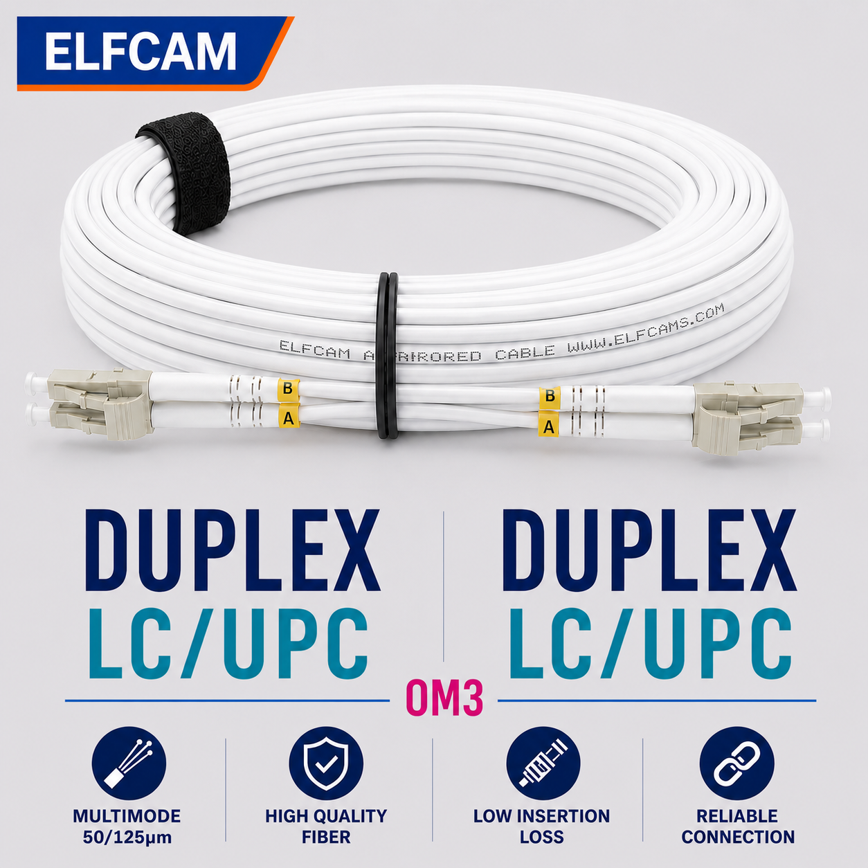 Elfcam® – LC/UPC Optical Fiber Cable – LC/UPC OM3 Duplex White (Ref: 9113) - Image 5