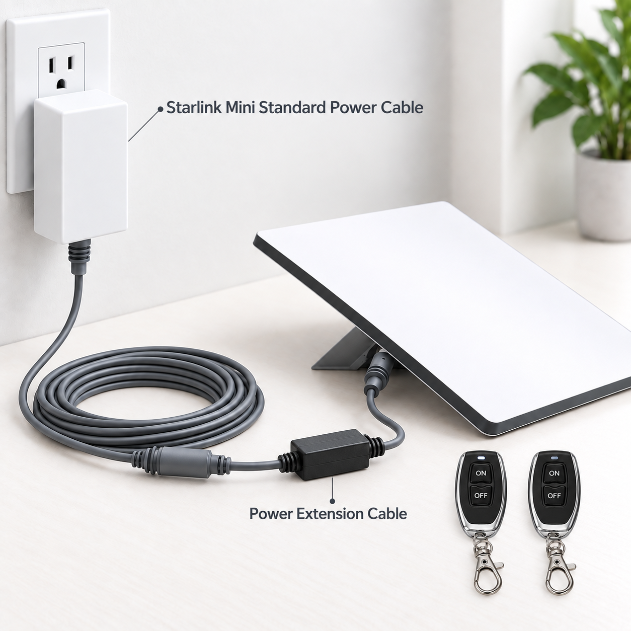 Elfcam - Interrupteur Sans Fil ON/OFF pour Starlink Mini, Câble d’Extension d’Alimentation DC 30 cm 18 AWG, Prise Femelle DC vers Fiche Mâle DC5521 5,5 × 2,1 mm, 2 Télécommandes, Portée Jusqu’à 30 m – Image 4