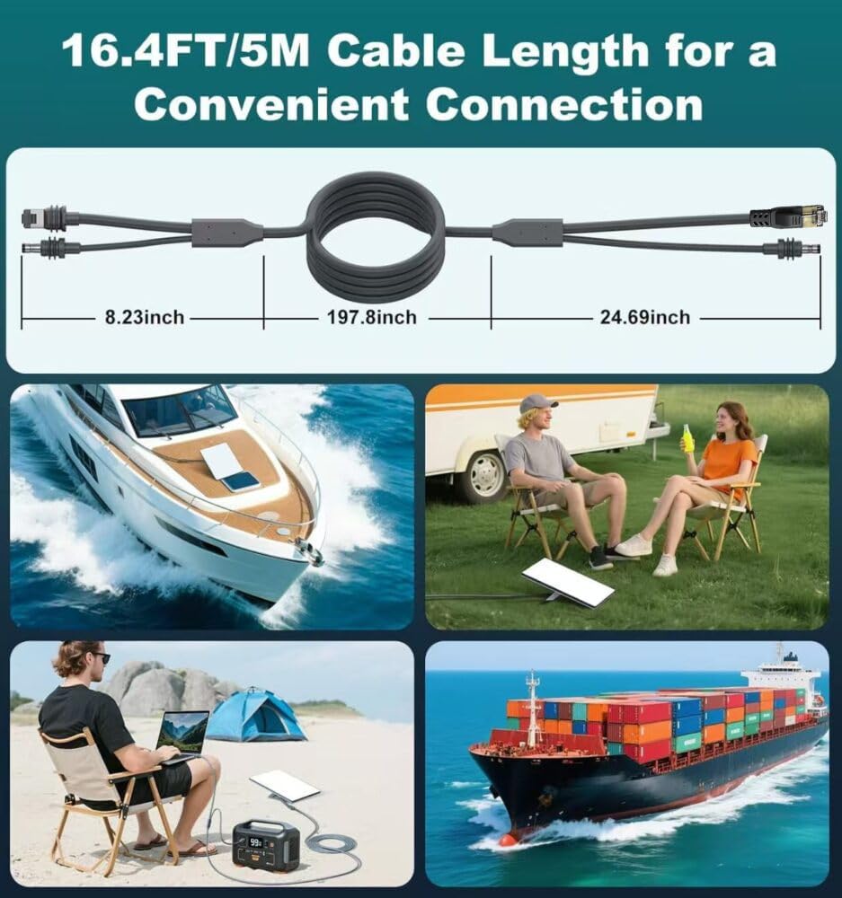 Elfcam – 3-en-1 Câble pour Starlink Mini – Alimentation USB-C + Starlink Mini Standard, Connecteur RJ45 CAT6 Standar…