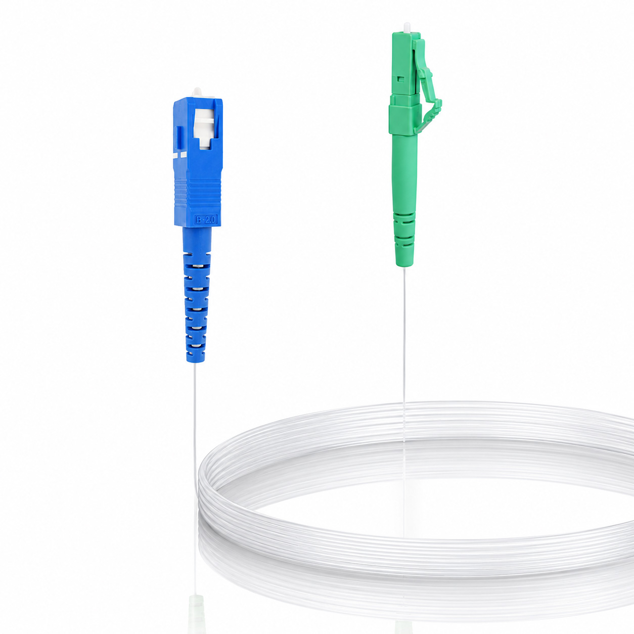 Elfcam® – LC/APC naar SC/UPC onzichtbare/transparante optische vezelkabel, 125 µm OS2 single-mode optische vezel, transparante nylon mantel, onzichtbaar en eenvoudig te installeren (Ref: 19694)