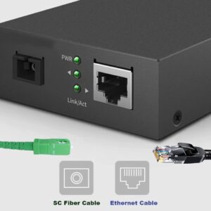 Convertisseur Fibre Ethernet Équipé avec 1,25G SFP (Mini-GBIC), 1 Port SC+1 Port RJ45 , avec Fibre Optique SC Monomode Por…