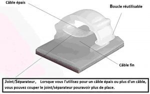 Elfcam® – Clips de Câble Adhésif Réglable pour Gestion de Câble à Fibre Optique (Ref:579)
