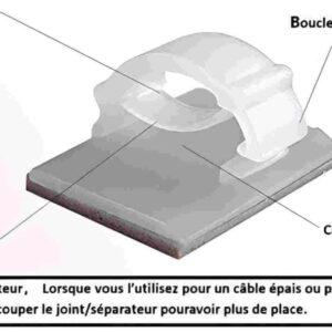 Elfcam® – Clips de Câble Adhésif Réglable pour Gestion de Câble à Fibre Optique (Ref:579)