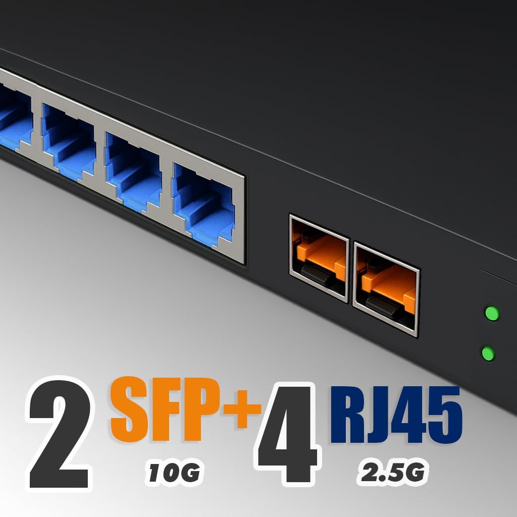 Elfcam® - Switch de fibra ótica de 10 Gb compatível com o Freebox Ultra e o Orange Livebox 6, com 2 portas SFP+ de 10 Gb e 4 portas RJ45 de 2,5 Gigabit Ethernet, Amplia a sua rede de 10 Gb Plug & Play não gerida (Ref.: 15694) – Imagem 9