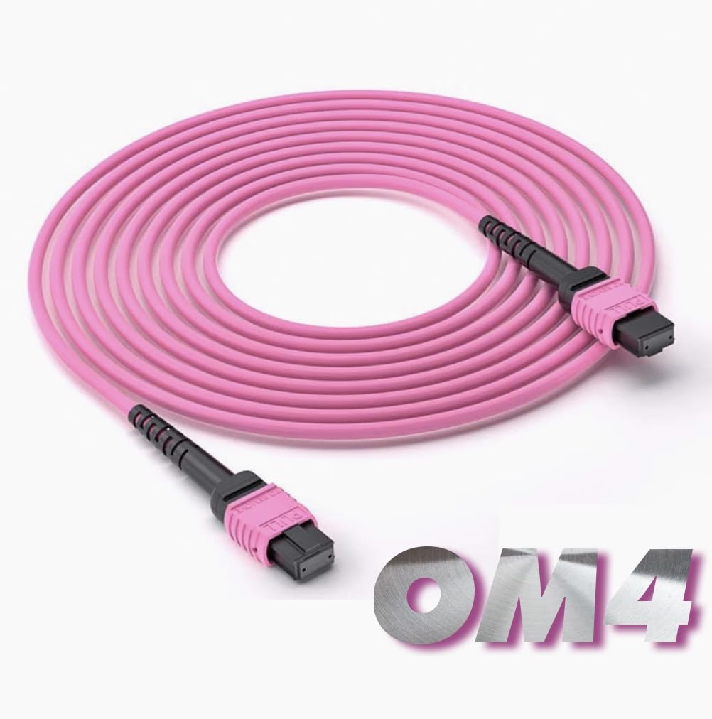 Elfcam® - Câble Fibre MPO-OM4 Multimode 12 Fibres, Type B, Violet, MPO/UPC Female to MPO/UPC Female, Optimisé Pour 40G QSFP+ SR4/CSR4 et 100G QSFP28 SR4 pour Centres De Données Haute Densité - Imagen 2