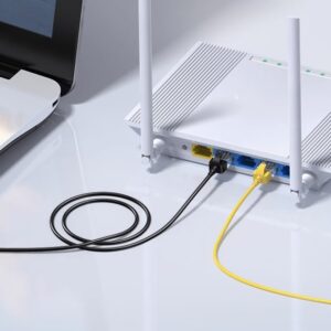 Elfcam® – Câble Ethernet Slim Cat 6, Câble Réseau LAN WAN Cat6 32AWG,Ultra Slim Noir (Ref: 21899)