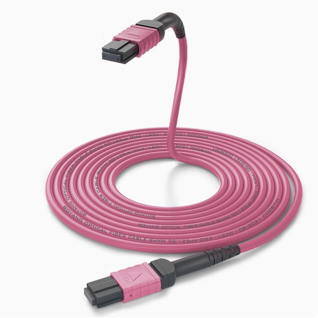 Elfcam® - Câble Fibre MPO-OM4 Multimode 12 Fibres, Type B, Violet, MPO/UPC Female to MPO/UPC Female, Optimisé Pour 40G QSFP+ SR4/CSR4 et 100G QSFP28 SR4 pour Centres De Données Haute Densité - Imagen 8