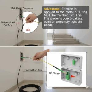 Elfcam – Câble Fibre Optique Monomode « Pull-Eye » G.657.B3 SC/APC – 50m, 3.0mm LSZH, Faible Perte, Très Souple avec…
