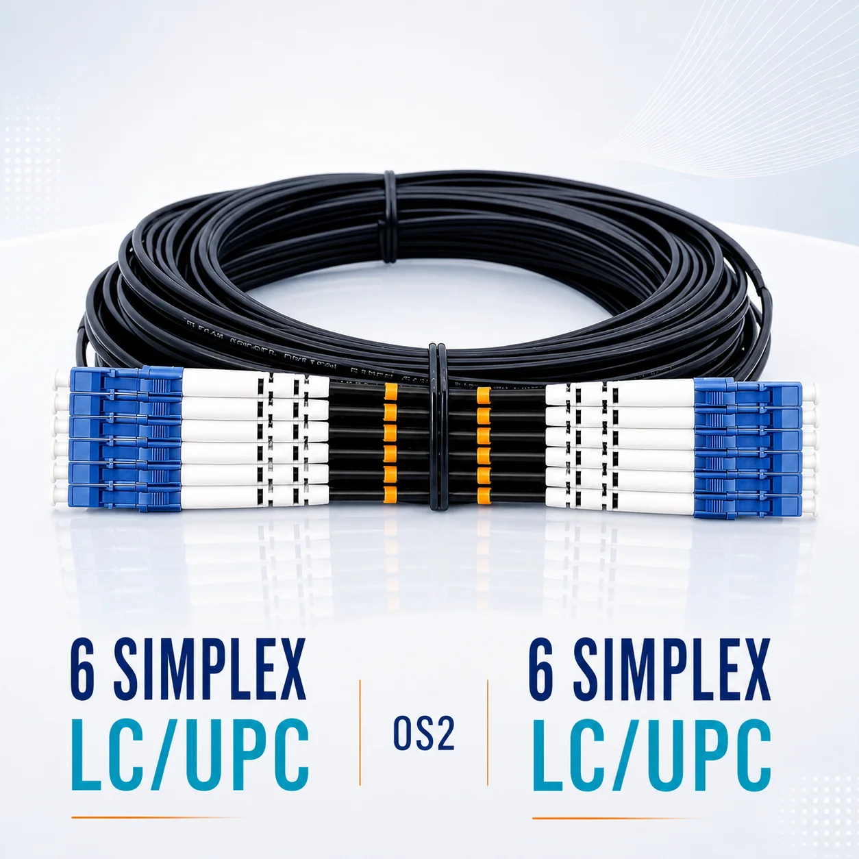 Elfcam® – Câble Fibre 6 Fibres avec Connecteurs 4x Duplex LC/UPC vers 4x Duplex LC/UPC, Fibre Optique Monomode 9/125um OS2 - immagine 4
