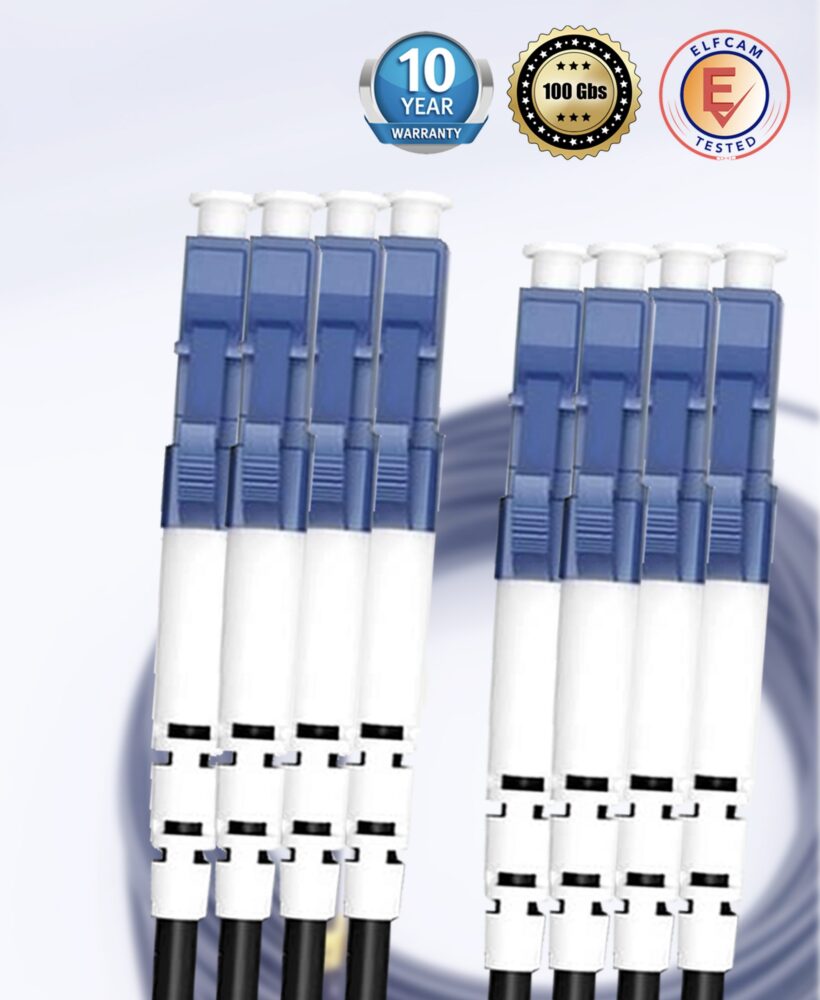 Elfcam® – Câble Fibre 4 Fibres avec Connecteurs 4x Simplex LC/UPC vers 4x Simplex LC/UPC, Fibre Optique Monomode 9/1…