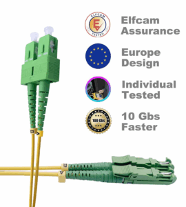 Elfcam – Câble à Fibre Optique E2000/APC à SC/APC,Monomode Duplex, Jarretière Optique 9/125μm OS2 2.0mm G652D LSZH, …