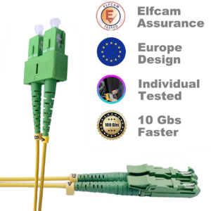 Elfcam – Câble à Fibre Optique E2000/APC à SC/APC,Monomode Duplex, Jarretière Optique 9/125μm OS2 2.0mm G652D LSZH, …