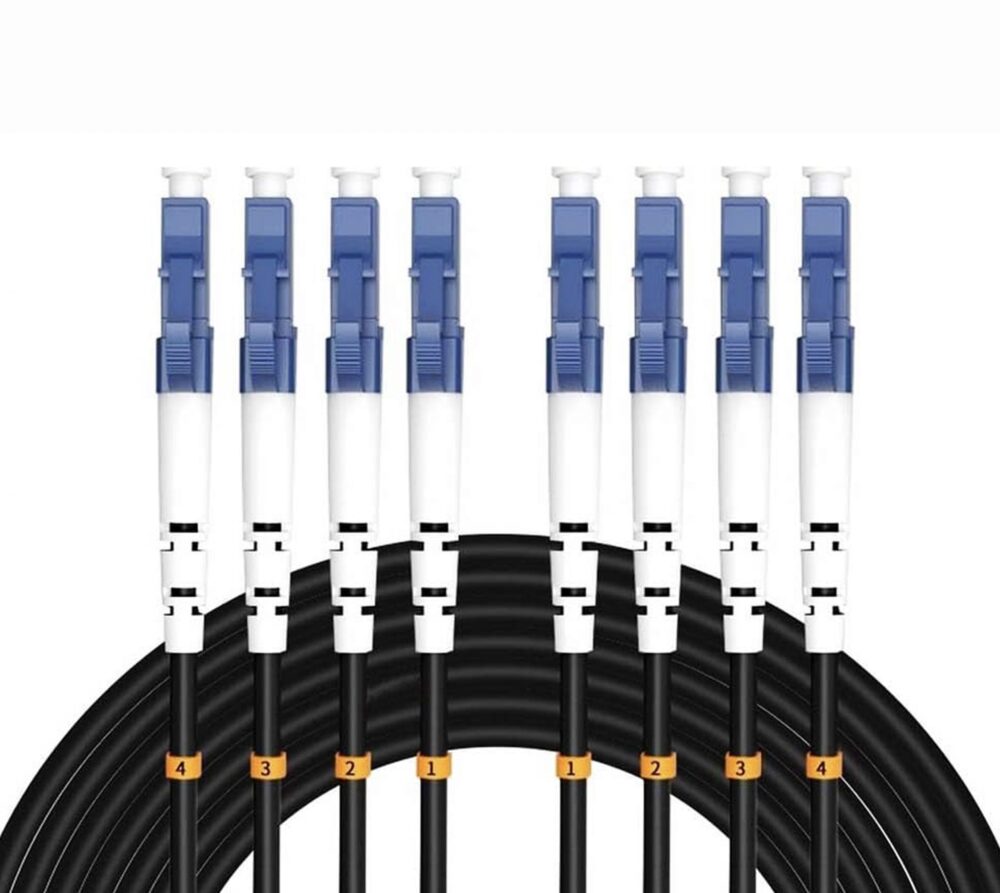 Elfcam® – Câble Fibre 4 Fibres avec Connecteurs 4x Simplex LC/UPC vers 4x Simplex LC/UPC, Fibre Optique Monomode 9/1…
