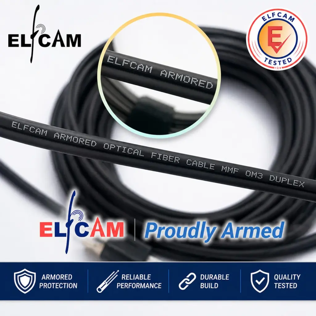 Elfcam - Câble à Fibre Optique en Acier Blindé pour Extérieur et Intérieur LC/UPC à LC/UPC Multimode Duplex OM4 Compatible avec les réseaux 10G / 40G / 100G - Bilde 7