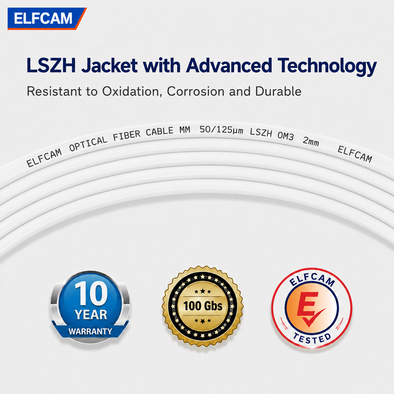 Elfcam® – LC/UPC Optical Fiber Cable – LC/UPC OM3 Duplex White (Ref: 9113) - Image 7