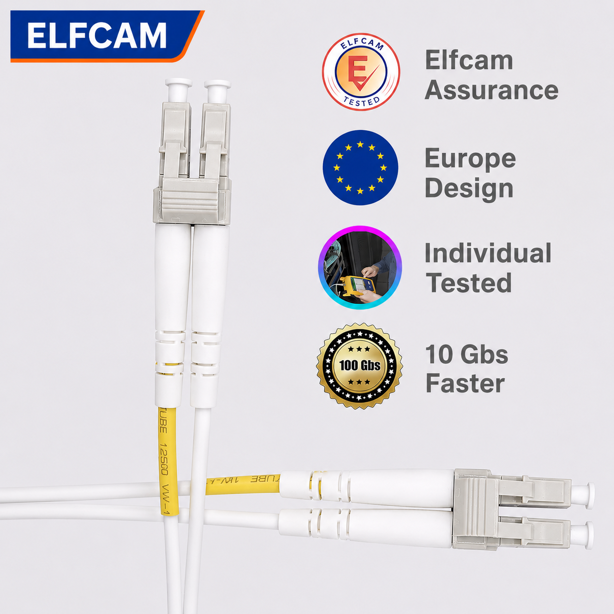Elfcam® – LC/UPC Optical Fiber Cable – LC/UPC OM3 Duplex White (Ref: 9113) - Image 6