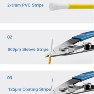 Elfcam® – Pince à Dénuder Ergonomique 3 Coupes, Pince 3 en 1 pour Dénuder et Décaper pour Fibre Optique de 125 um à …