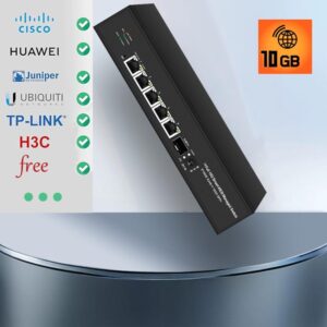 Elfcam® – Switch Géré 10Gb pour Maison & Bureau – 1 Port SFP+ 10G + 5 Ports RJ45 10GbE – Compatible Freebox Ult…