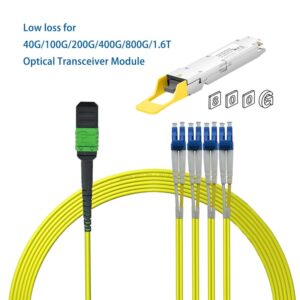 Elfcam – Câble Fibre Optique MPO/APC vers LC/UPC 8 Fibres Monomode OS2, Polarité de Type B, compatible avec Nvidia/M…