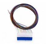 Pigtail de fibra ótica com código de cores, 12 fibras LC/UPC monomodo sem revestimento (Ref.: 3287)