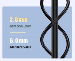 Elfcam® – Câble Ethernet Slim Cat 6, Câble Réseau LAN WAN Cat6 32AWG,Ultra Slim Noir (Ref: 21899)