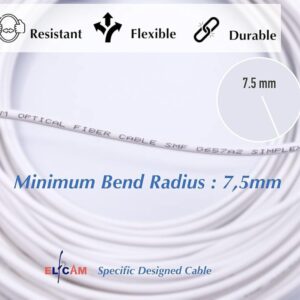 Elfcam® – Câble à Fibre Optique LC/APC à SC/UPC Monomode Simplex 9/125μm LSZH, Blanc (REF: 18705)