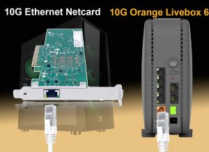 10Gb Carte Réseau PCIe en RJ45 Compatible avec Freebox Ultra et Orange Livebox 6, 10Go PCI Express x8 LAN Adapter pour Win…