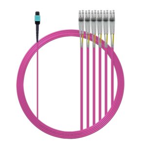 Elfcam – Câble Fibre Optique MPO vers LC/UPC 12 Fibres Multimode OM4 50/125μm,Polarité de Type B, compatible avec Nv…