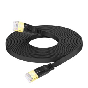 Elfcam® – Cat7 Câble Réseau Ethernet avec Connecteurs RJ45,Câble Flat, 4 Paires Torsadée Blindée, Haut Débit Jusqu&r…